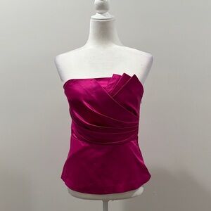 Chic Fuchsia Strapless Pleated Top